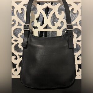 Black Vintage Coach Saddle Bag